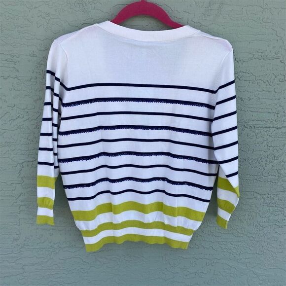 Guess by Marciano Women's Striped Cardigan Sweater Silk & Cotton Size L - Picture 2 of 13